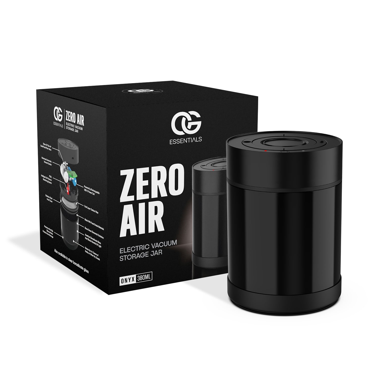 OG Essentials Zero Air Electronic Vacuum Storage Jar - Great CBD Shop